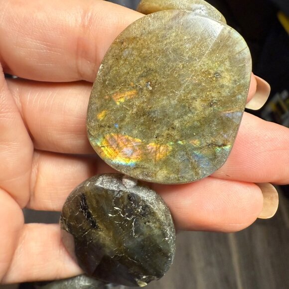 Chunky Labradorite Statement Necklace Polished Iridescent Stone Jewelry Boho 925 - Picture 11 of 16